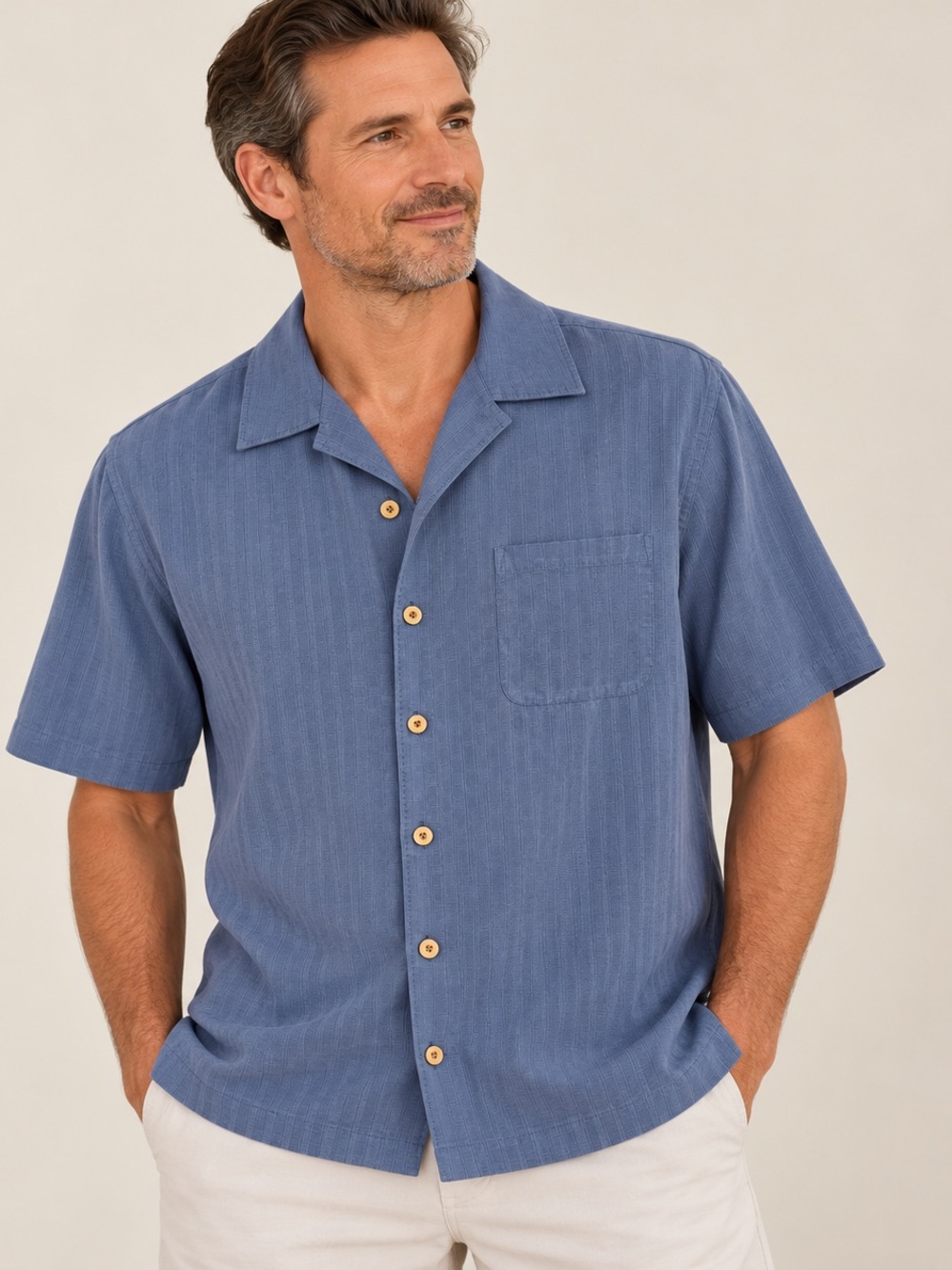 Tommy Bahama 100% Silk Blue Textured Camp Shirt